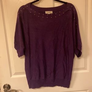 2/$20 Soft purple stud detail shortsleeved sweater